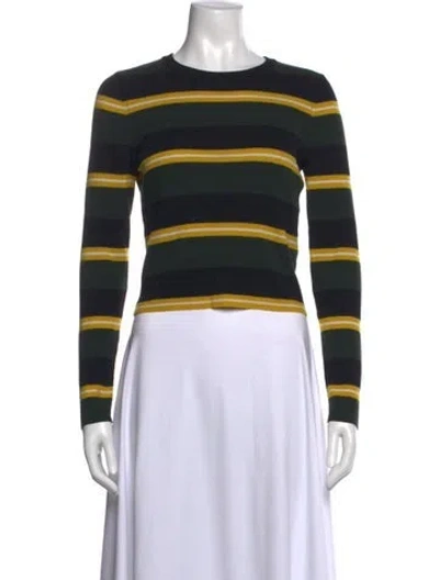 Pre-owned A.l.c Merino Wool Striped Top In Green