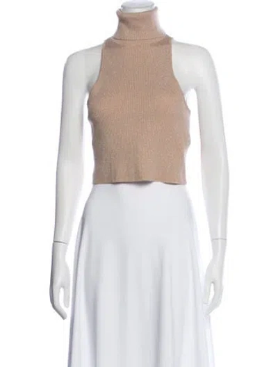 Pre-owned A.l.c Merino Wool Turtleneck Crop Top In Metallic/neutrals