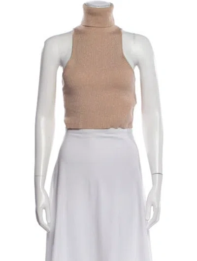 Pre-owned A.l.c Merino Wool Turtleneck Crop Top In Neutral
