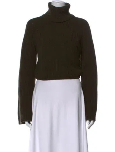 Pre-owned A.l.c Merino Wool Turtleneck Sweater In Green