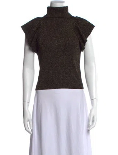 Pre-owned A.l.c Merino Wool Turtleneck Top In Black/metallic