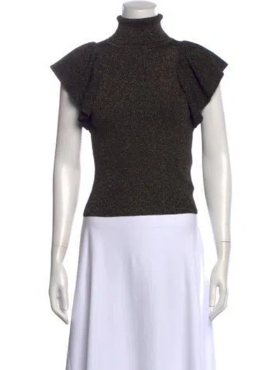 Pre-owned A.l.c Merino Wool Turtleneck Top In Black/metallic