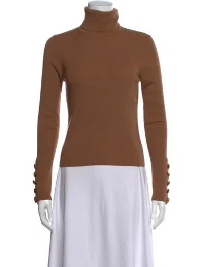 Pre-owned A.l.c Merino Wool Turtleneck Top In Brown