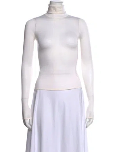 Pre-owned A.l.c Merino Wool Turtleneck Top In White
