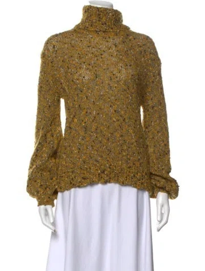 Pre-owned A.l.c Merino Wool Tweed Pattern Sweater In Yellow