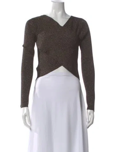 Pre-owned A.l.c Merino Wool V-neck Crop Top In Multi