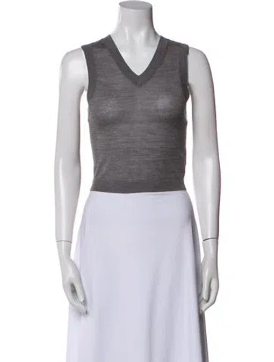 Pre-owned A.l.c Merino Wool V-neck Crop Top W/ Tags In Black