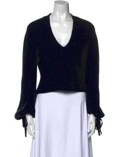 Pre-owned A.l.c Merino Wool V-neck Sweater In Black