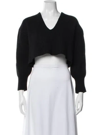 Pre-owned A.l.c Merino Wool V-neck Sweater In Black