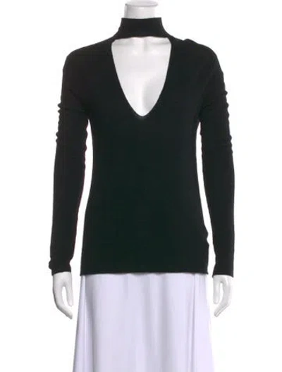 Pre-owned A.l.c Merino Wool V-neck Sweater In Black