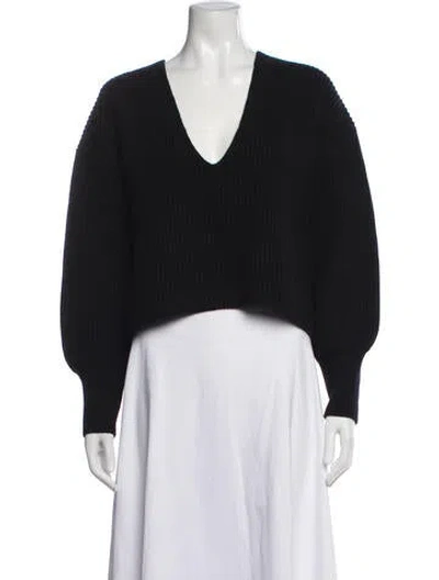 Pre-owned A.l.c Merino Wool V-neck Sweater In Black