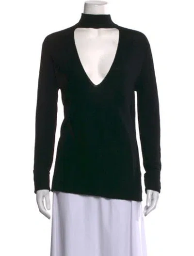 Pre-owned A.l.c Merino Wool V-neck Sweater In Black