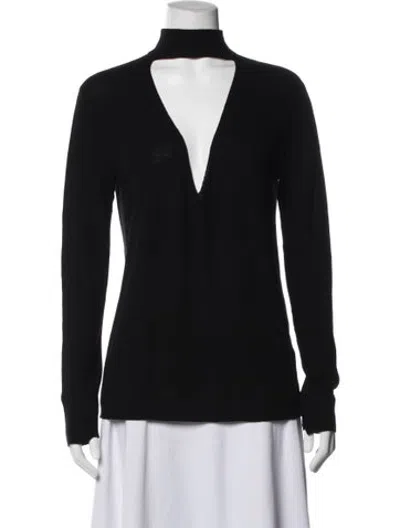 Pre-owned A.l.c Merino Wool V-neck Sweater In Black