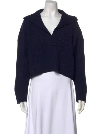 Pre-owned A.l.c Merino Wool V-neck Sweater In Blue