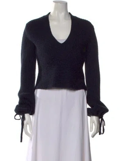 Pre-owned A.l.c Merino Wool V-neck Sweater In Blue