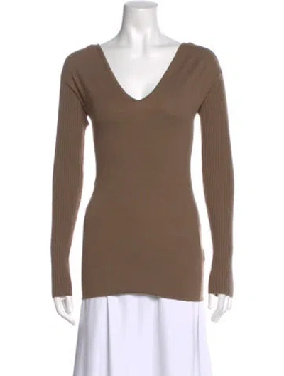 Pre-owned A.l.c Merino Wool V-neck Sweater In Brown
