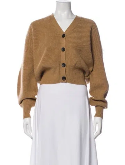 Pre-owned A.l.c Merino Wool V-neck Sweater In Brown