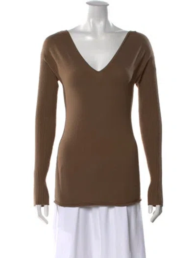Pre-owned A.l.c Merino Wool V-neck Sweater In Brown