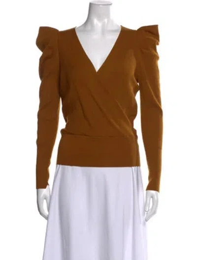 Pre-owned A.l.c Merino Wool V-neck Sweater In Brown