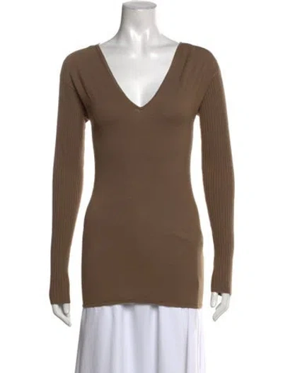 Pre-owned A.l.c Merino Wool V-neck Sweater In Brown