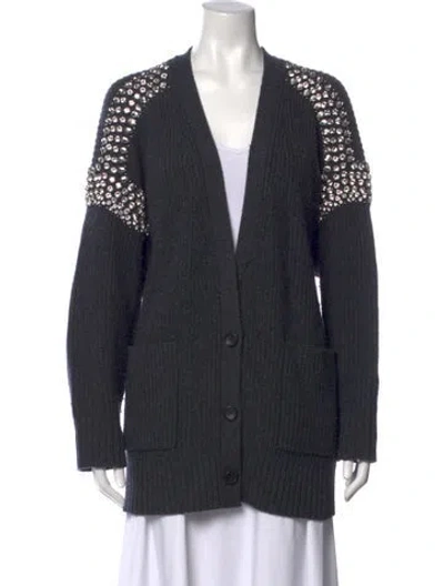 Pre-owned A.l.c Merino Wool V-neck Sweater In Gray
