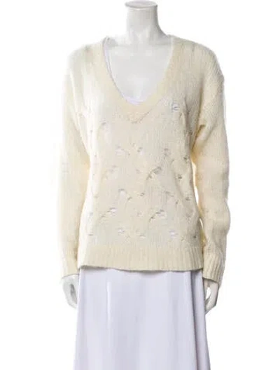 Pre-owned A.l.c Merino Wool V-neck Sweater In Neutral