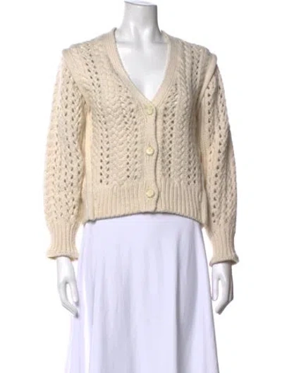 Pre-owned A.l.c Merino Wool V-neck Sweater In Neutrals