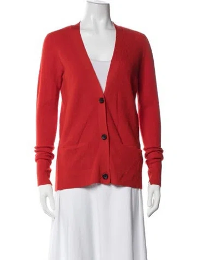 Pre-owned A.l.c Merino Wool V-neck Sweater In Red