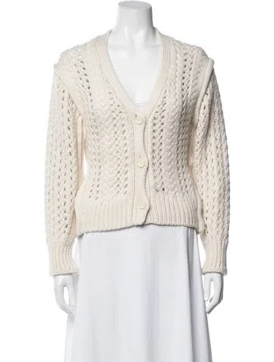 Pre-owned A.l.c Merino Wool V-neck Sweater In White