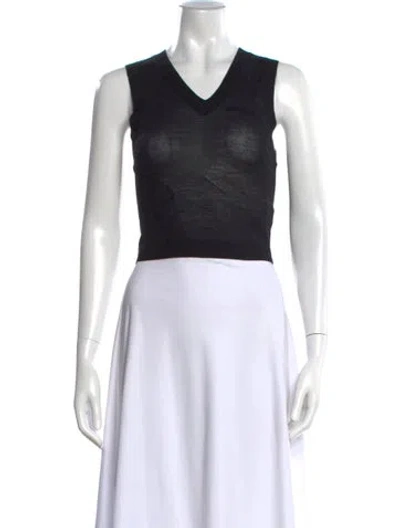 Pre-owned A.l.c Merino Wool V-neck Top In Black