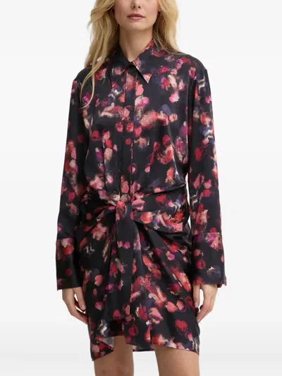 A.l.c . Mia Long Sleeve Silk Blend Dress In Blue