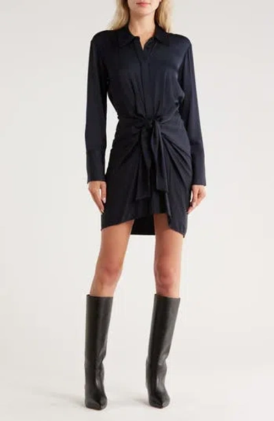 A.l.c . Mia Satin Mini Shirtdress In Blue