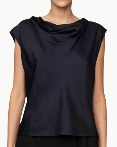 A.L.C MICAH SATIN COWL NECK TOP IN DARK SAPPHIRE