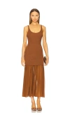 A.l.c Micky Midi Dress In Light Chesnut In Cognac