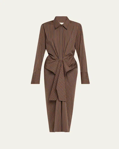 A.l.c Mila Pinstripe Draped Shirtdress In Multi