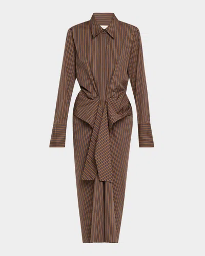 A.L.C MILA PINSTRIPE DRAPED SHIRTDRESS