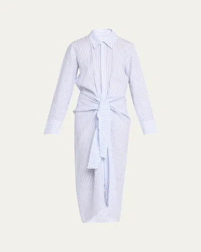 A.l.c Mila Stripe Linen Shirtdress In White
