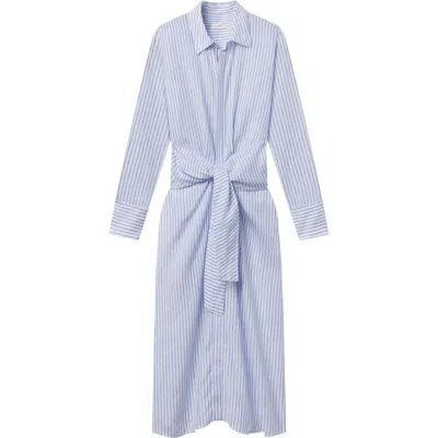 A.l.c . Mila Striped Linen Midi Shirtdress In White/classic Blue