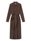 A.l.c Mila Striped Midi Dress In Brown