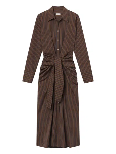 A.l.c Mila Striped Midi Dress In Brown