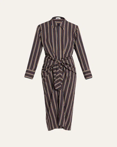 A.l.c Mila Striped Midi Shirtdress In Brown