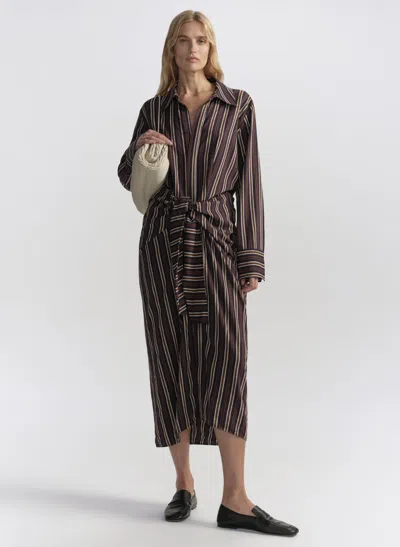 A.l.c Mila Striped Midi Shirtdress In Brown