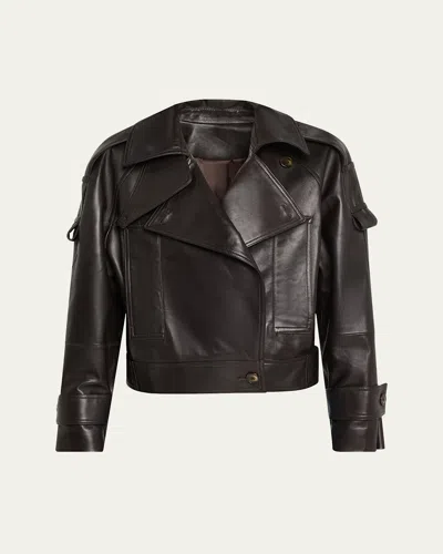 A.l.c Miles Leather Utility Jacket In Brown