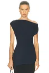 A.l.c Millie Asymmetric Ribbed Sweater Top In Blue