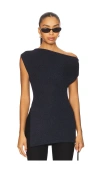 A.l.c Millie Asymmetric Ribbed Top In Blue