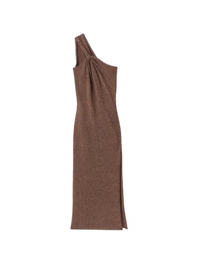 A.l.c Mimi One-shoulder Midi Dress In Brown
