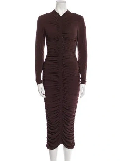 Pre-owned A.l.c Mock Neck Long Dress In Brown