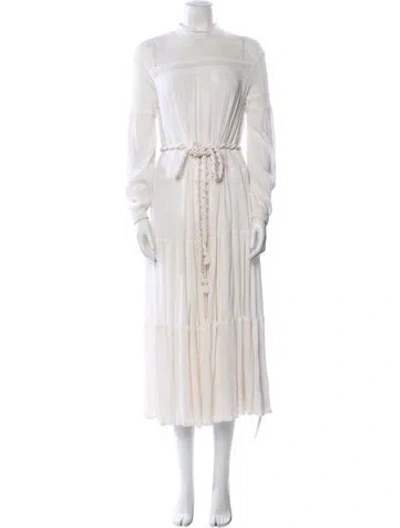 Pre-owned A.l.c Mock Neck Long Dress In White