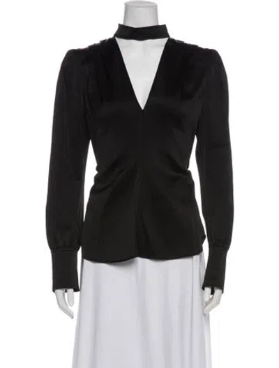 Pre-owned A.l.c Mock Neck Long Sleeve Blouse In Black
