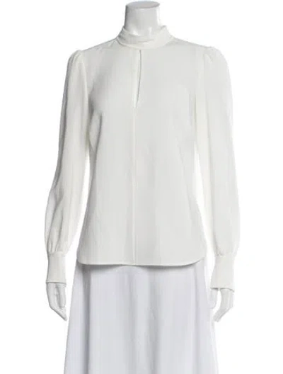 Pre-owned A.l.c Mock Neck Long Sleeve Blouse In Neutrals/white